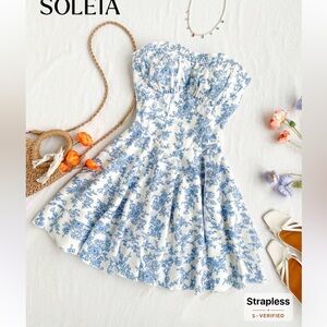 Blue Floral Smocked Top